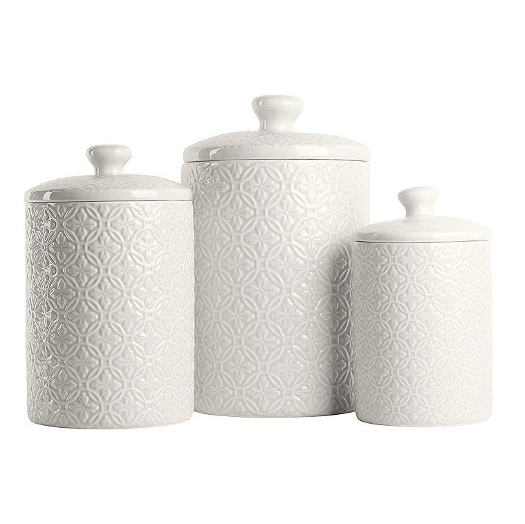 Amazon, Hampton White Kitchen Canister Set, 3 Piece,