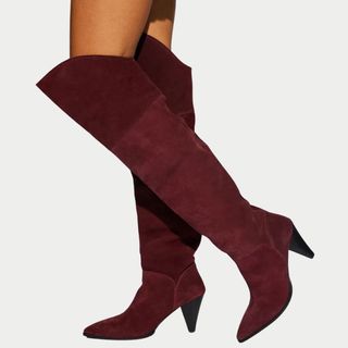 Runway 1.8.1.8 Suede Heeled Over The Knee Boots on model 