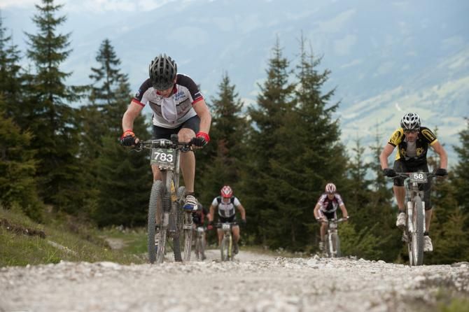 A rider nears the summit of a gravel climb in stage 3 of the Bike Four Peaks