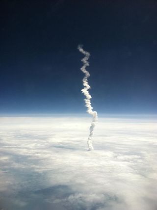 Shuttle Launch from plane window