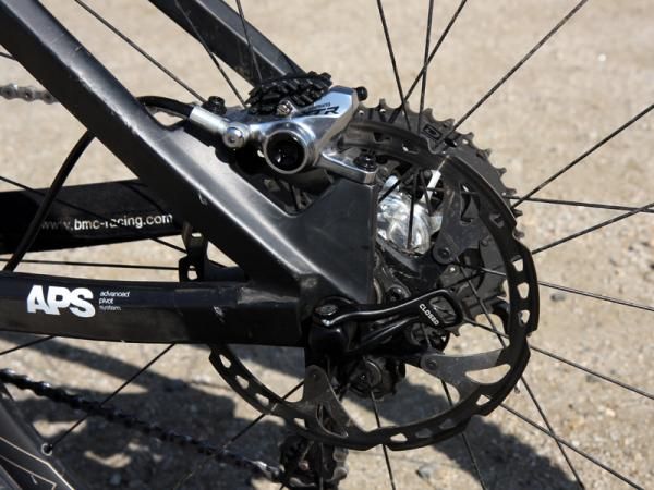BMC's 29er hardtail prototype features post mount rear brake tabs.