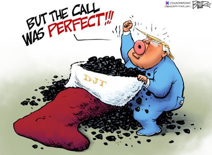 Political Cartoon U.S. Trump Stocking Coal The Perfect Call