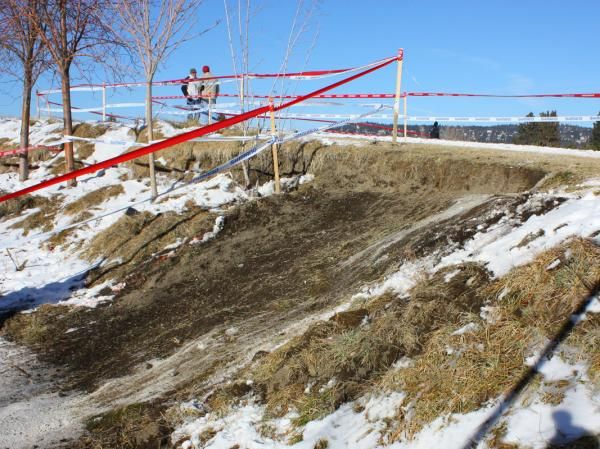 This step-up may prove interesting There's a smooth line to rider's right but we anticipate most racers will attack it head-on.