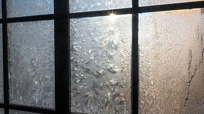 Frost developing on the inside of a home window