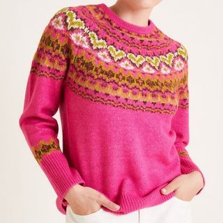 Monsoon Pink Fair Isle Jumper