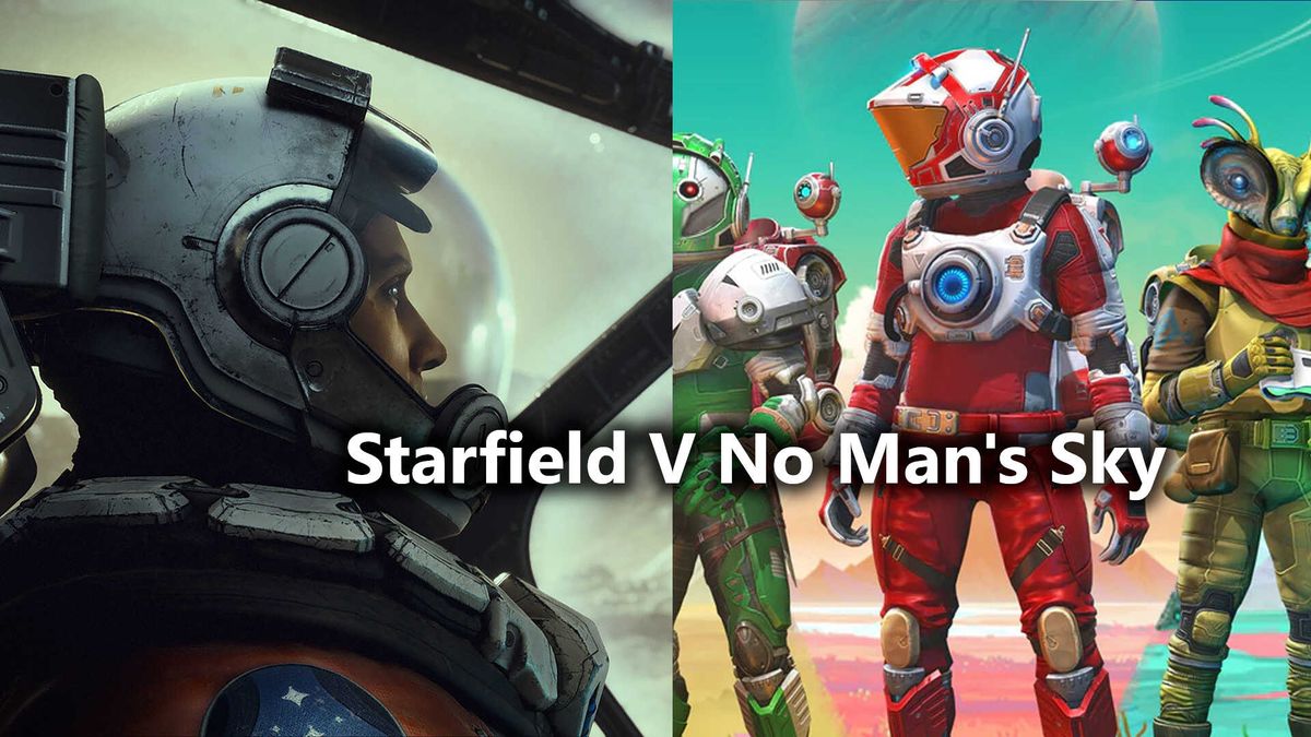 Starfield astronaut facing to the right. No Man&#039;s Sky character facing to the left.