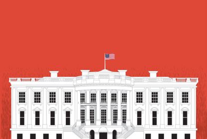 US White House rendering against a red background