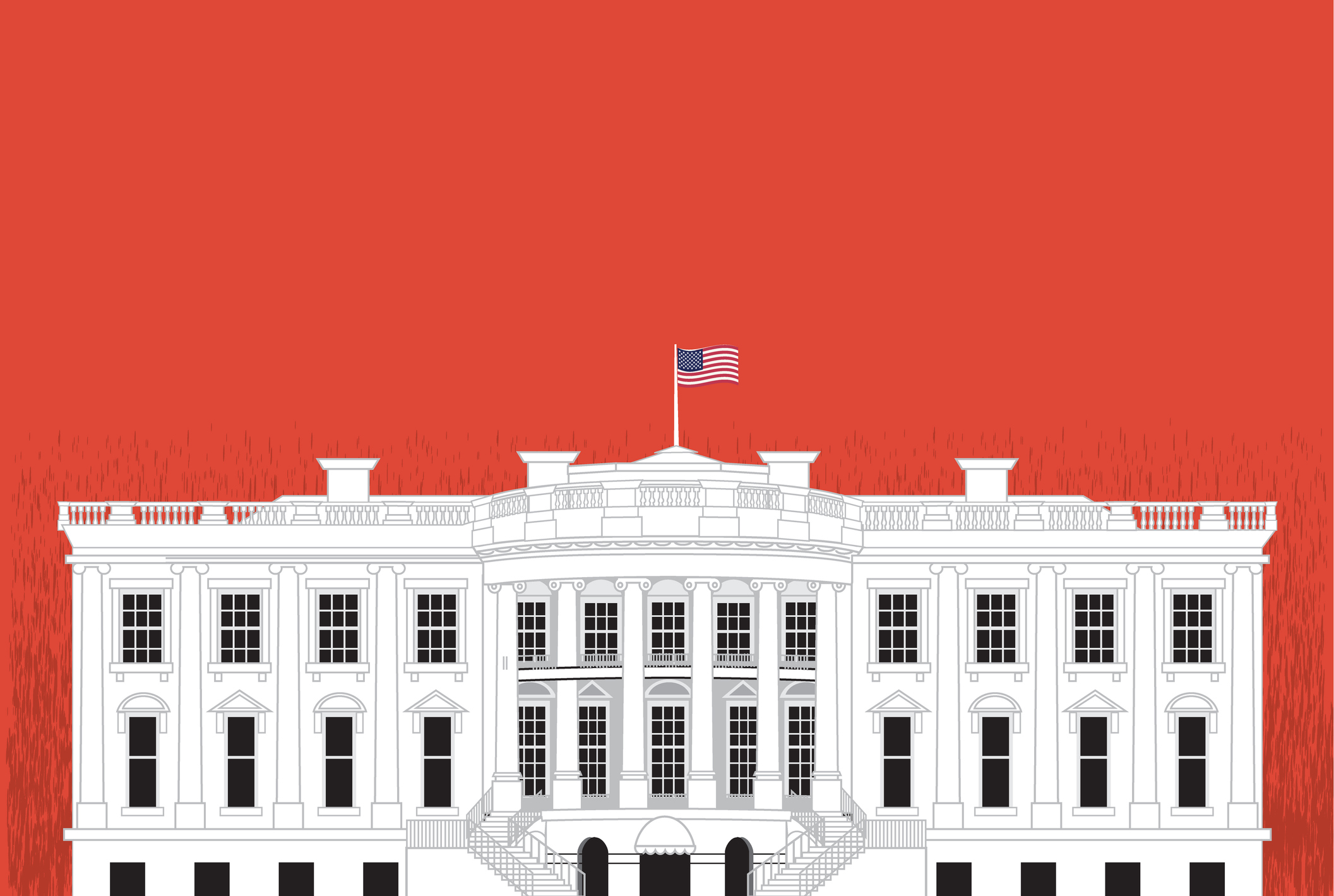 US White House rendering against a red background