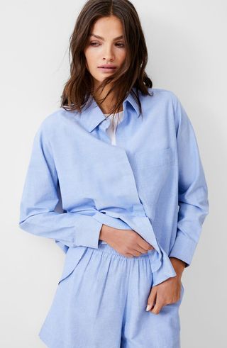 Popover Chambray Button-Up Shirt