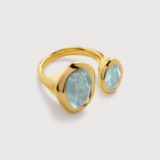 Gold Vermeil Odyssey Open Ring - Aquamarine