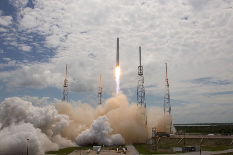 SpaceX's debut Falcon 9 rocket soars into space on its maiden flight during a June 4, 2010 test launch.