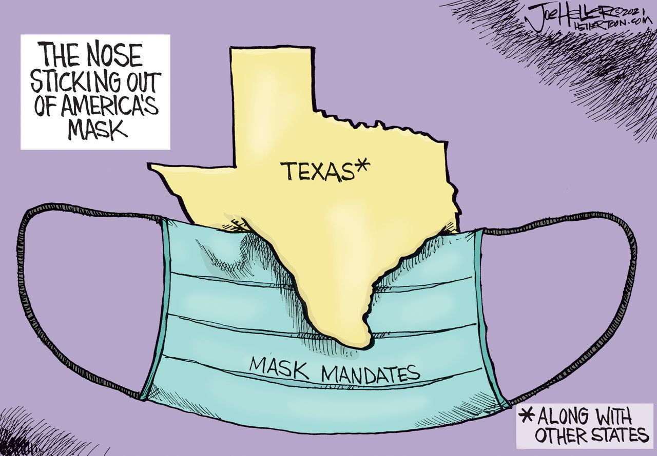 Editorial Cartoon U.S. texas covid mask mandate