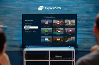Selecting a server location via ExpressVPN's Apple TV app
