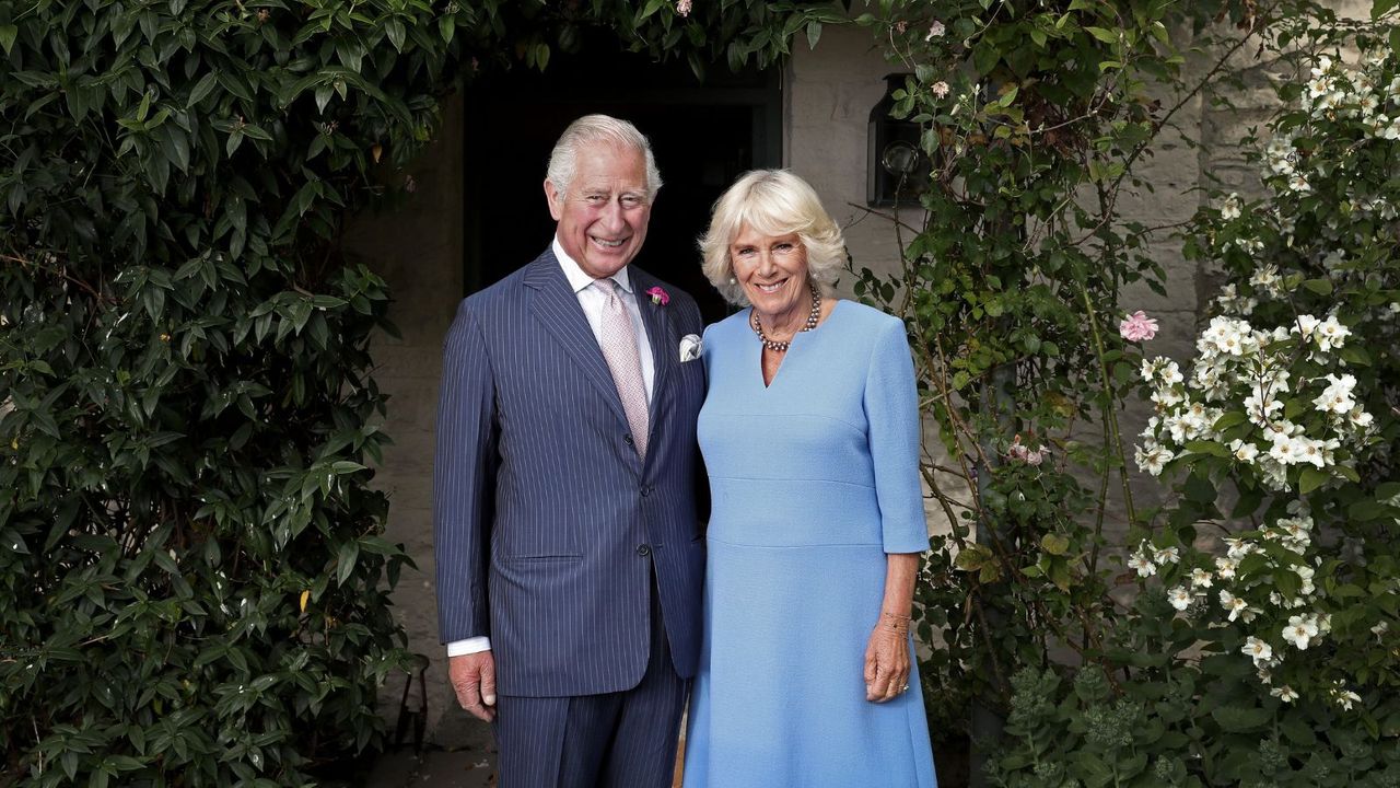 King Charles and Camilla outside their Wales home