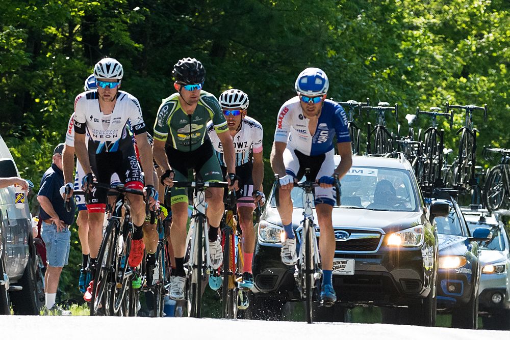 A small group tries to get away on the circuit's climb Joe Martin Stage Race stage 3