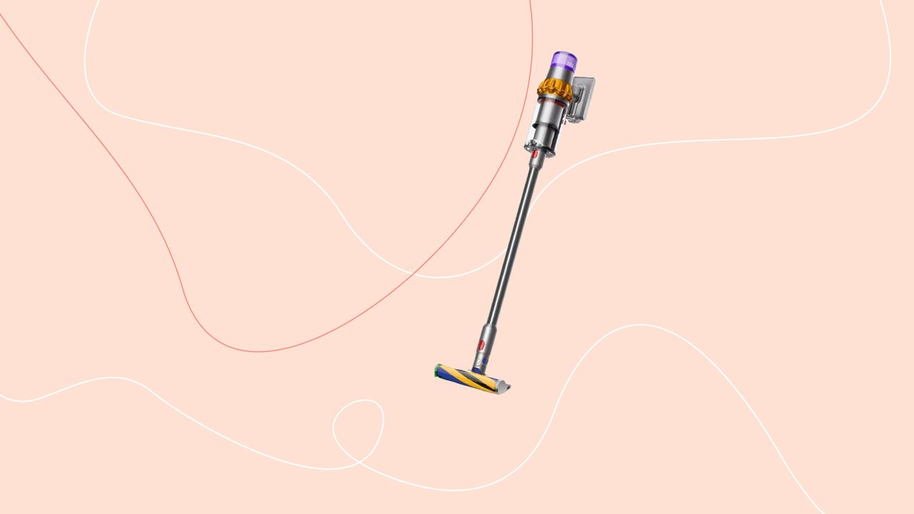 Dyson V15 Detect on Ideal Home graphic background