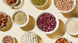 Collection of beans and pulses, representing high-fibre foods