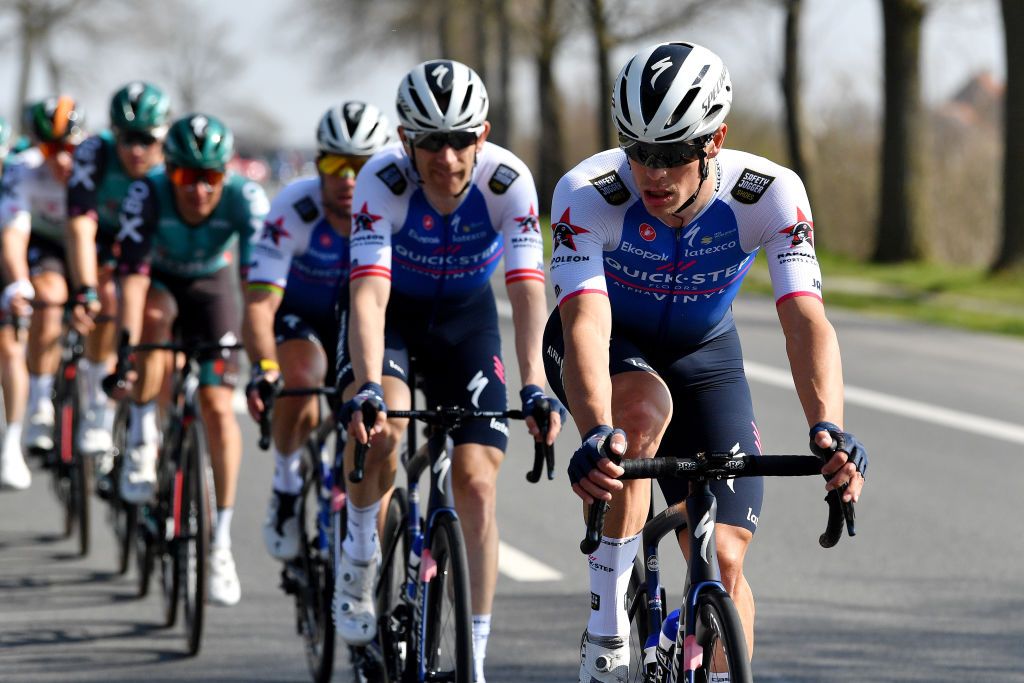 DE PANNE BELGIUM MARCH 23 Stijn Steels of Belgium and Team QuickStep Alpha Vinyl competes during the 46th Minerva Classic Brugge De Panne 2022 a 2079km stage from Brugge to De Panne MinervaClassic on March 23 2022 in De Panne Belgium Photo by Luc ClaessenGetty Images