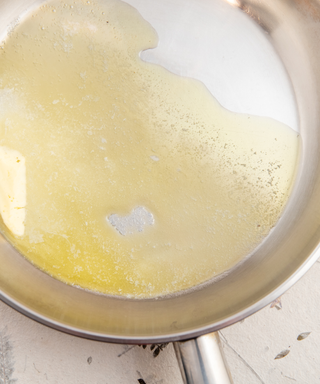 Butter in a stainless steel fry pan