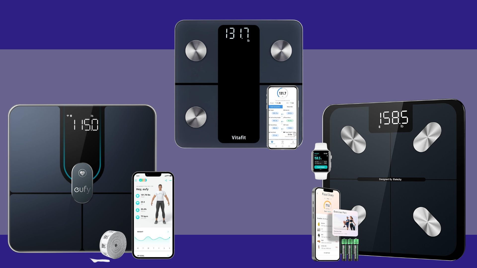A selection of the best smart scales, tried and tested for 2026 from Etekcity, Vitafit&nbsp;and Eufy
