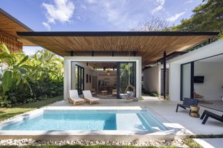 Swimming pool and pavilion at Naia retreat in Costa Rica
