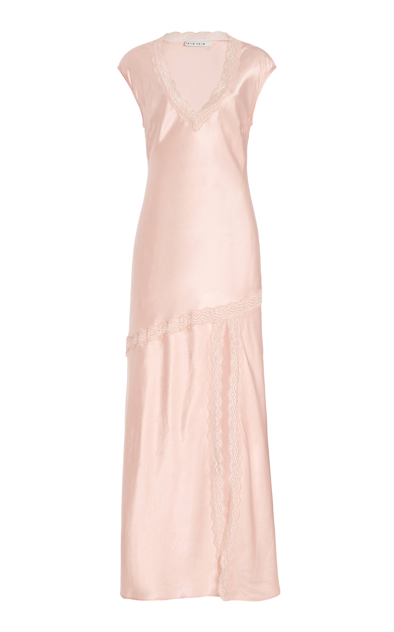 Exclusive Lace-Detailed Crushed-Satin Maxi Slip Dress