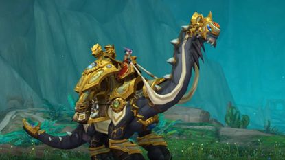 The Trader&rsquo;s Gilded Brutosaur Mount in World of Warcraft.
