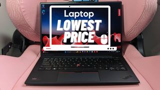 Lenovo ThinkPad X1 Carbon Gen 12 laptop on pink gaming chair