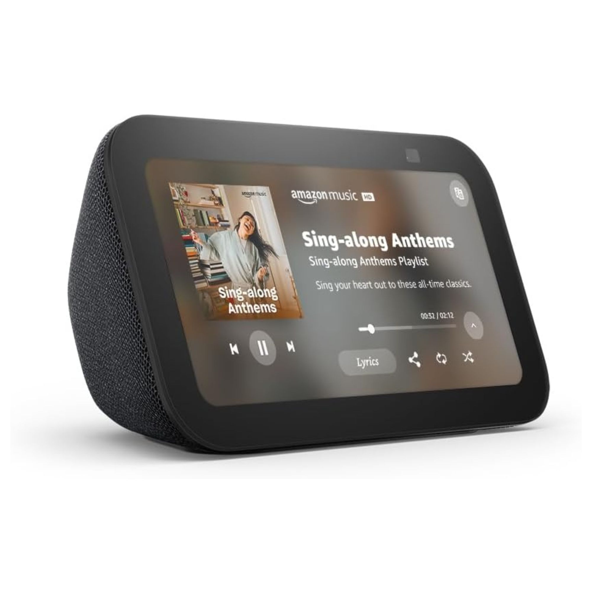 Amazon Echo Show 5 against white background.