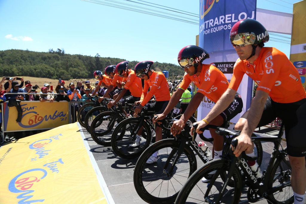 Team Ineos get ready to recon the Tour Colombia course