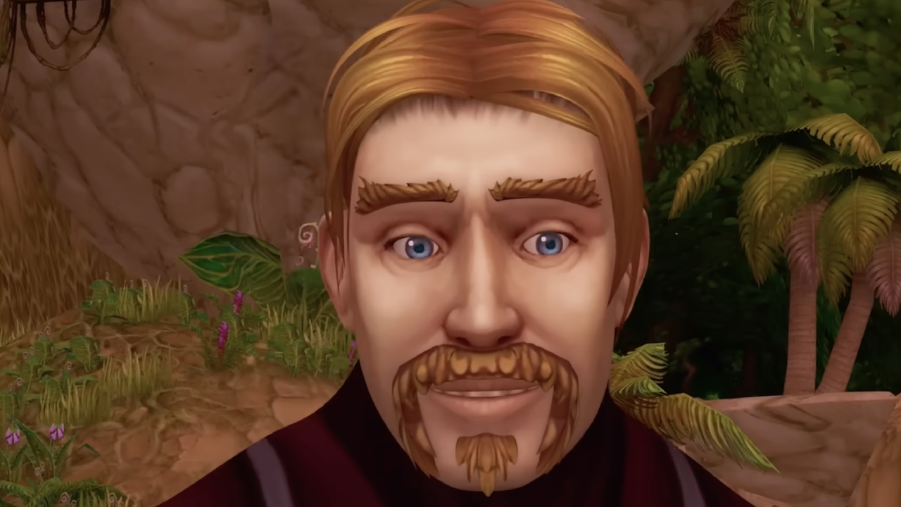 Ibelin looked touched after Rumor kissed him on the cheek in World of Warcraft