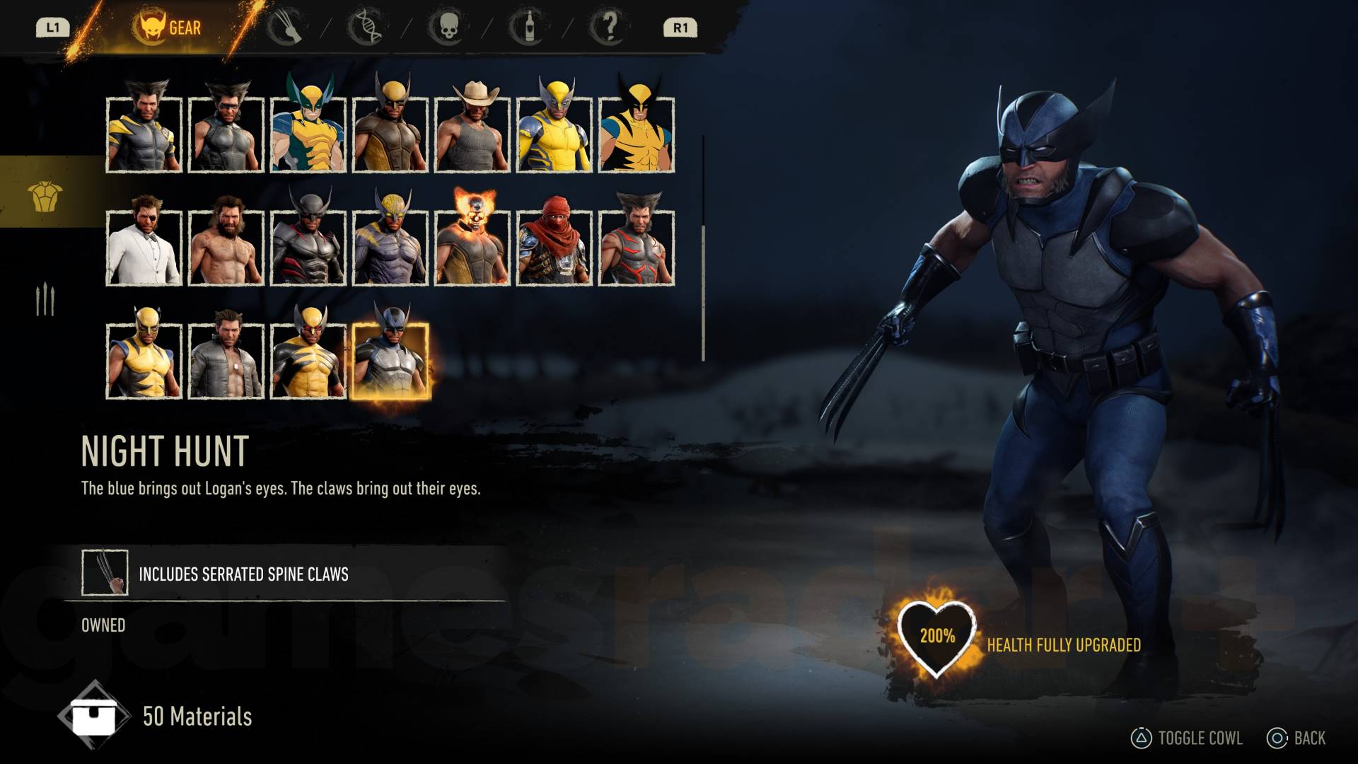 Marvel's Wolverine night hunt suit