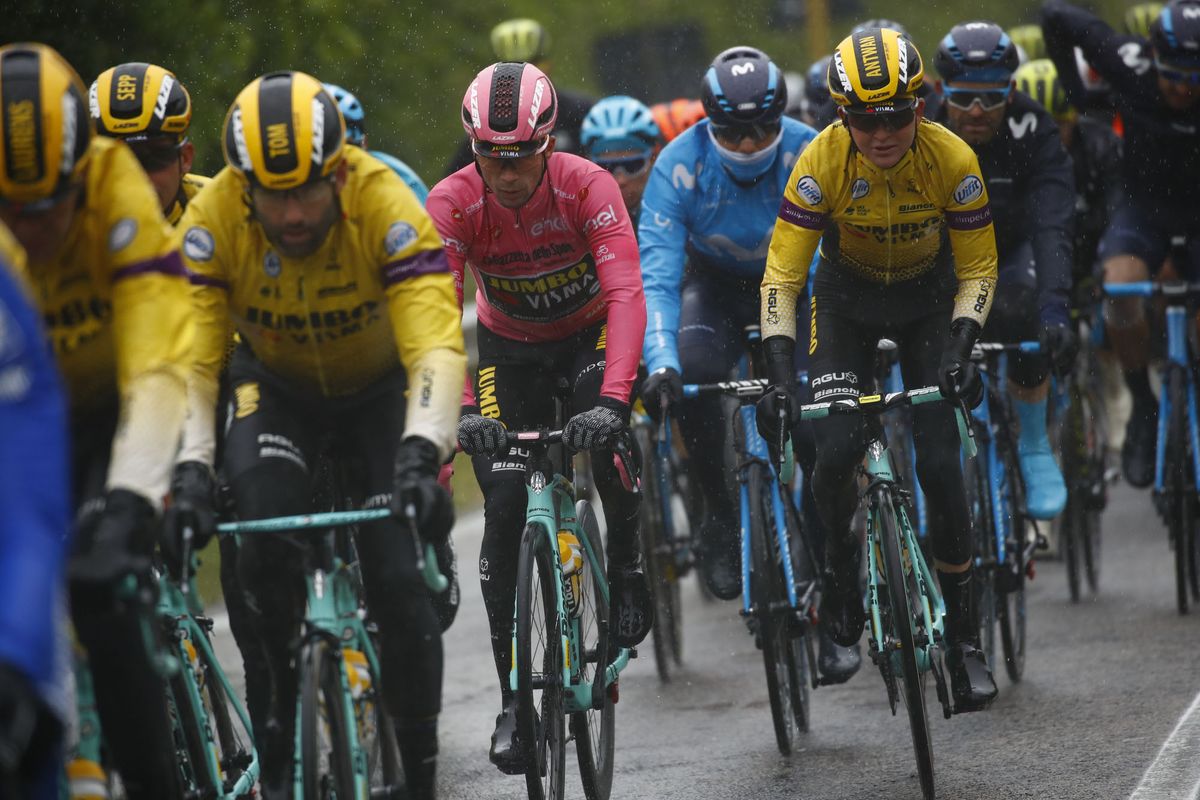 Primoz Roglic (Team Jumbo-Visma) in the maglia rosa