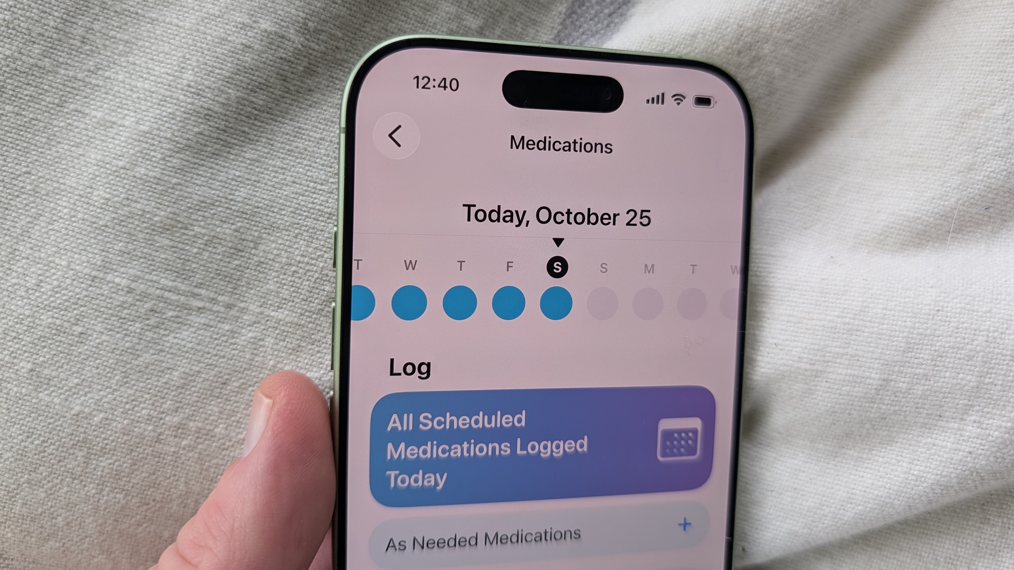 Medications logging in Health app on iPhone