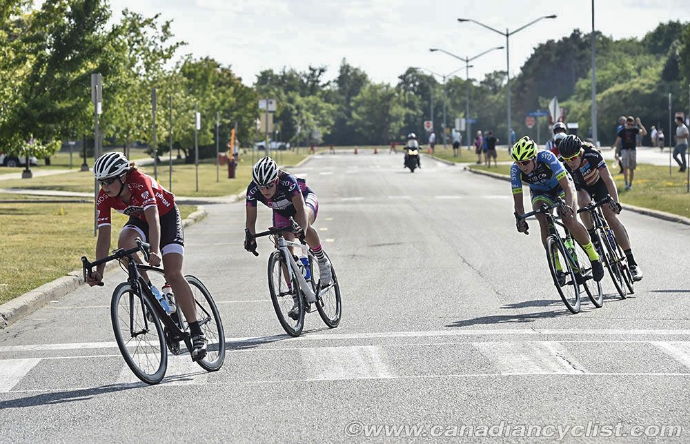 Jamie Gilgen was joined on the fourth lap by Gillian Ellsay (Trek Red Truck), Alizee Brien (Tibco-SVB) and Annie Foreman-Mackey (The Cyclery-Opus).