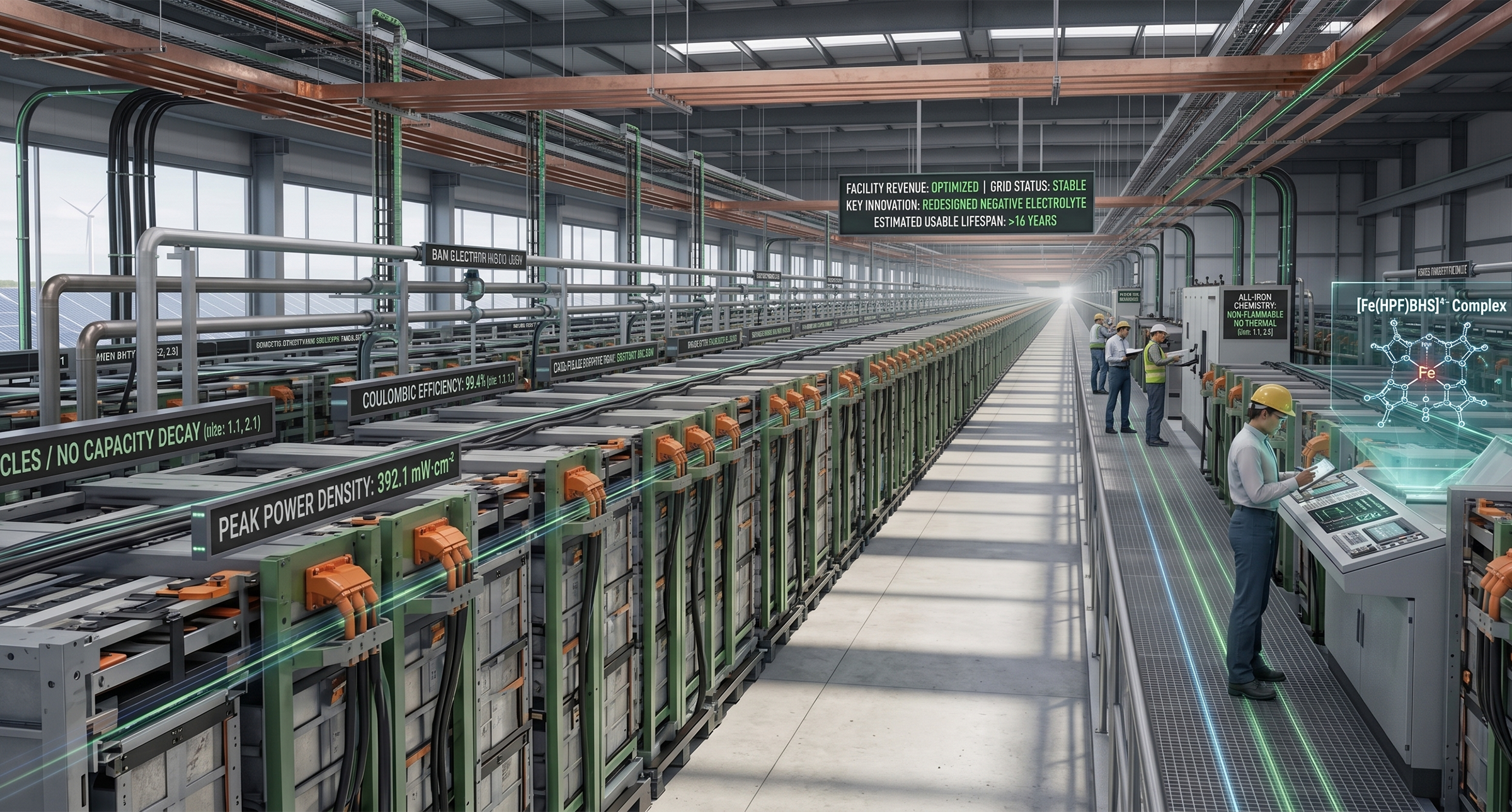 Iron flow battery bank