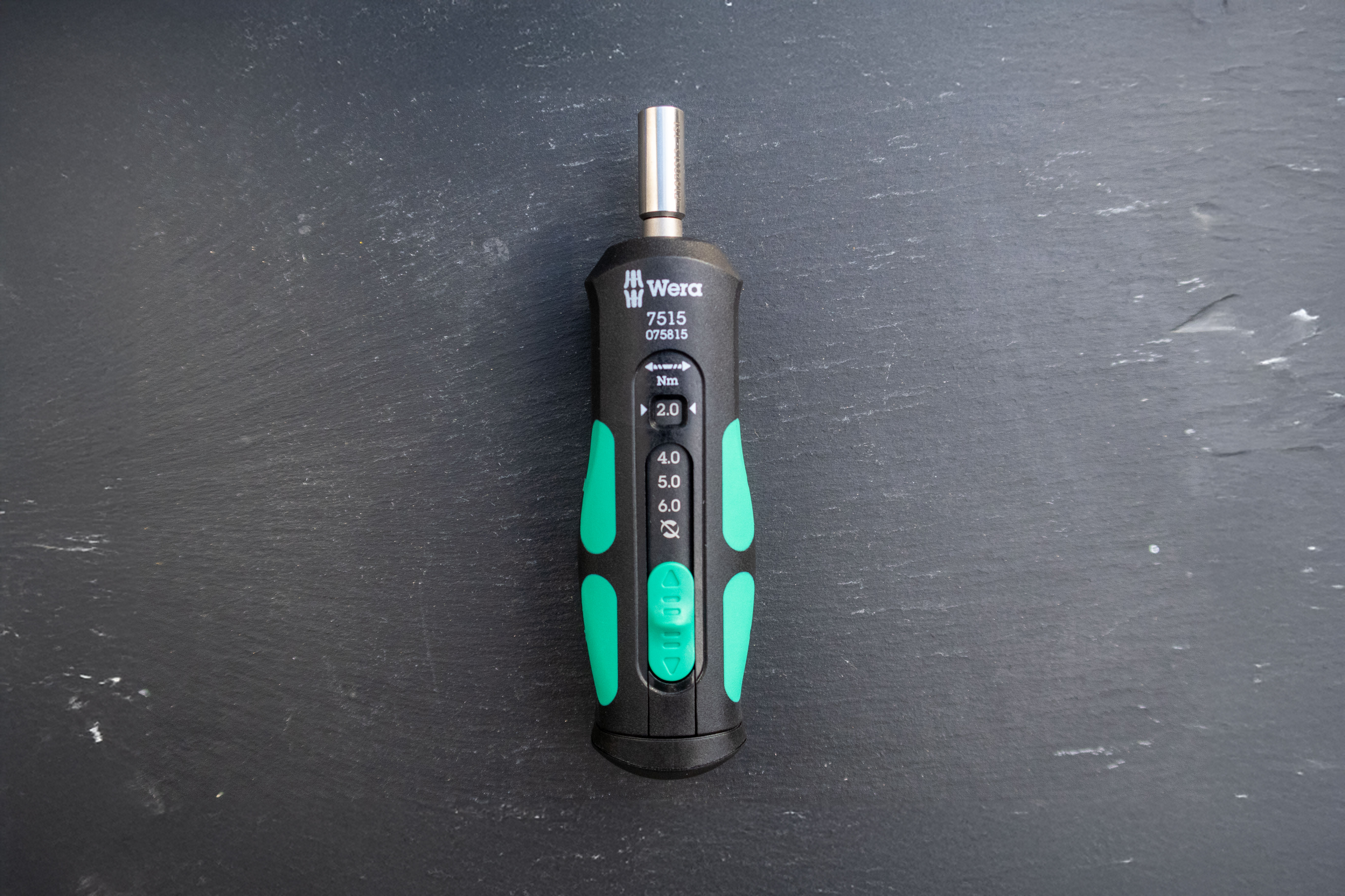 Wera speed torque screwdriver in its trademark black and green colourway