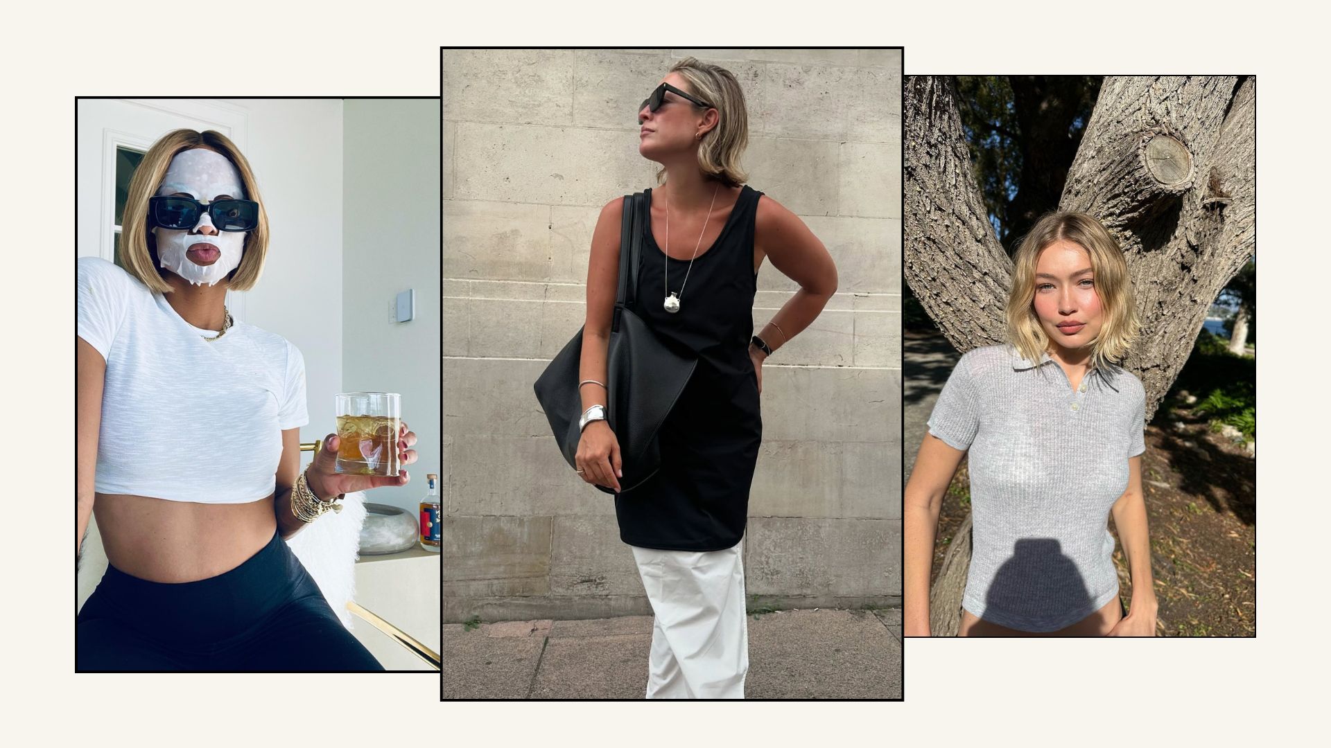 Three women with linen blonde bob hairstyles