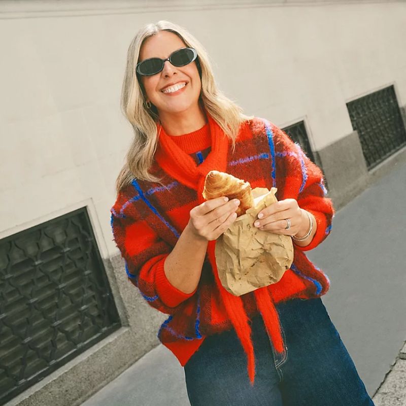 red checked jumper