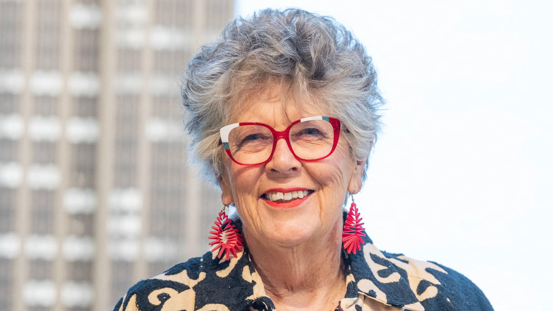 Dame Prue Leith visits the Empire State Building in New York 