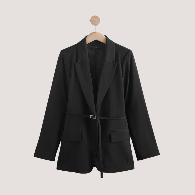 A cutout of a belted black blazer by Next