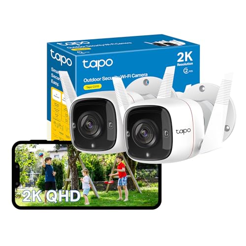 Tapo C310p2 2-Pack 2k Security Camera Outdoor Wired, Outdoor Camera No Monthly Fee, Ai Detection, Advanced Night Vision, Two-Way Talk, Ip66 Weatherproof, Works With Alexa & Google