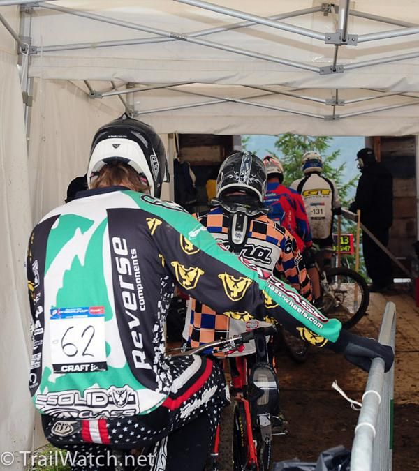 Riders queue up in the start house.