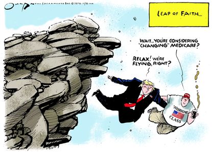 Political cartoon U.S. Donald Trump medicare changes