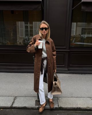 @clairerose wearing a Sezane trench coat.