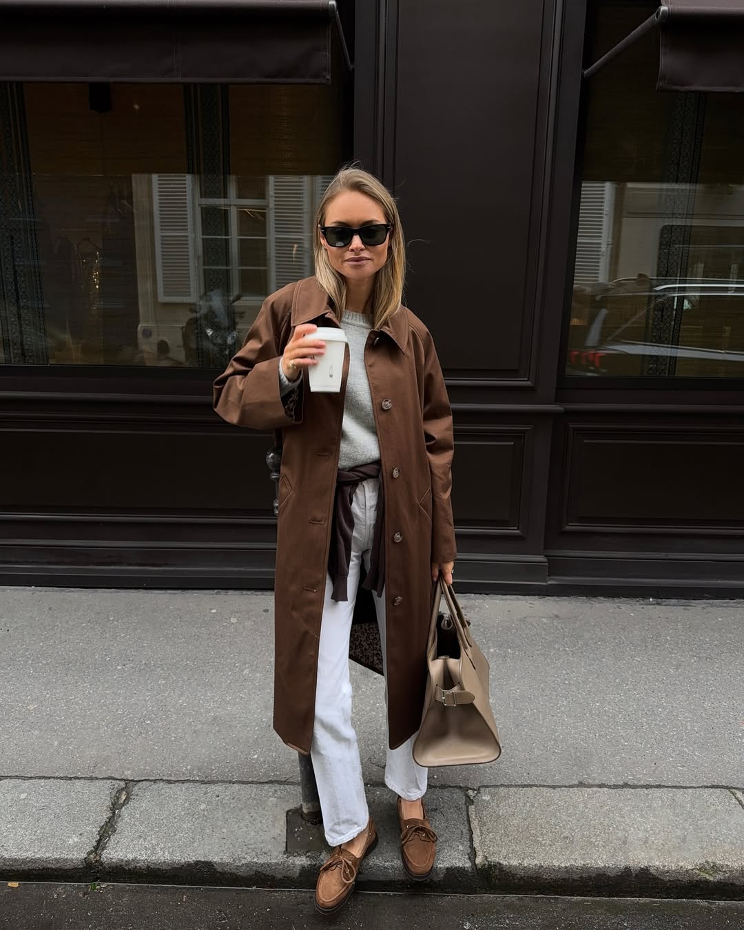 @clairerose wearing a Sezane trench coat