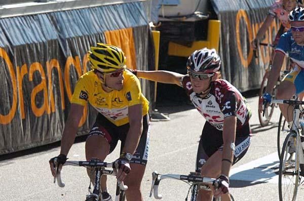 Cancellara gets a pat on the back for yet another day in yellow survived. There may not be another pat tomorrow.