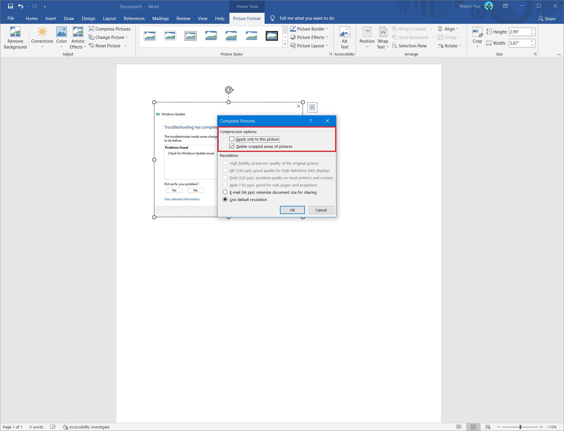 Configuración de compresión de palabras