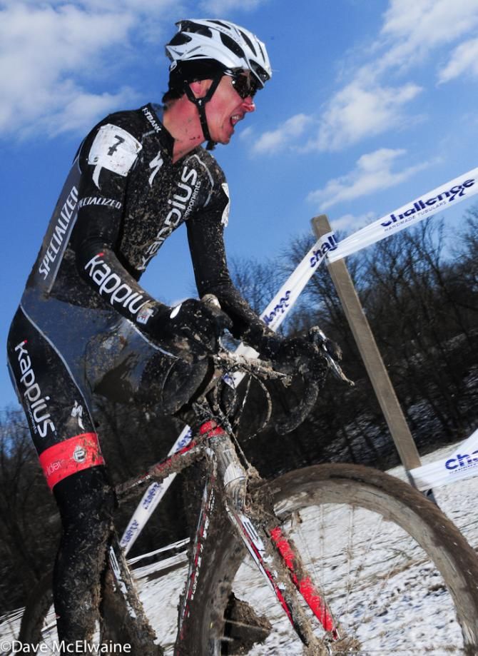 Edward Baker (USA) straining to get up a steep climb