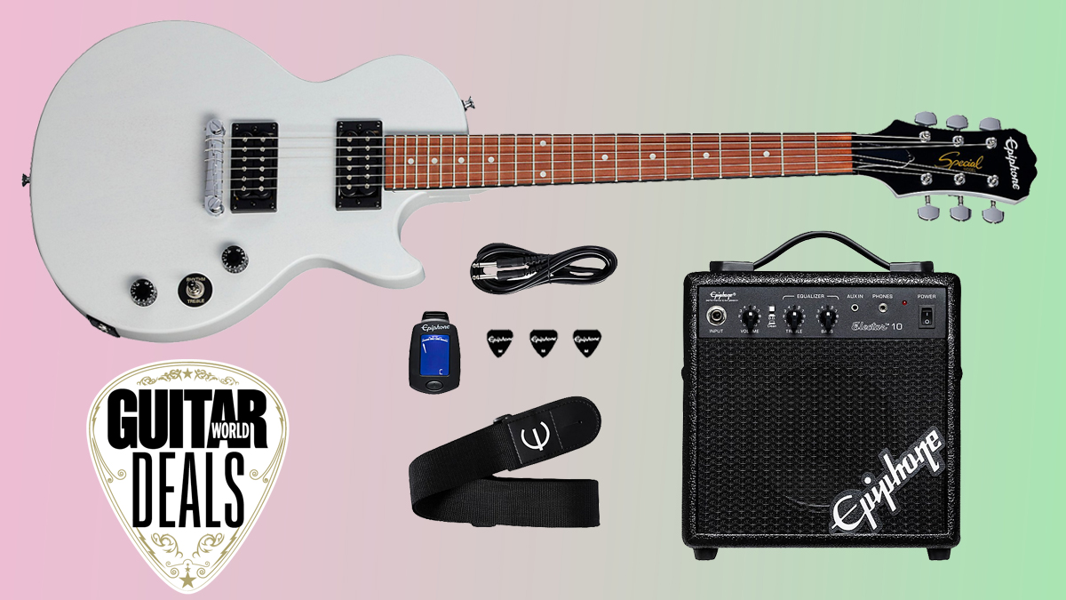 thumbnail image 2 of Epiphone Les Paul Electric Guitar Starter Pack - Complete Kit With Amp & Accessories, Ebony Finish 2 of 9